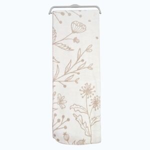 Docofil Winter Floral Throw Blanket Ivory Tan 51x67 Cotton Blnd Made in Portugal